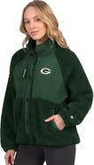 STARTER Women's Starter Green Green Bay Packers On the Ball Sherpa Jacket