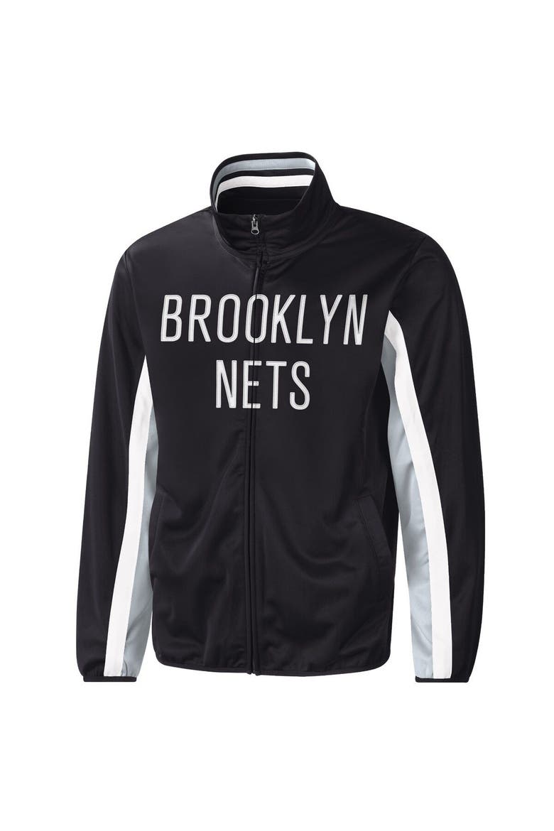 Men's G-III Sports by Carl Banks Black Brooklyn Nets Contender Wordmark Full-Zip Track Jacket, Alternate, color, Black