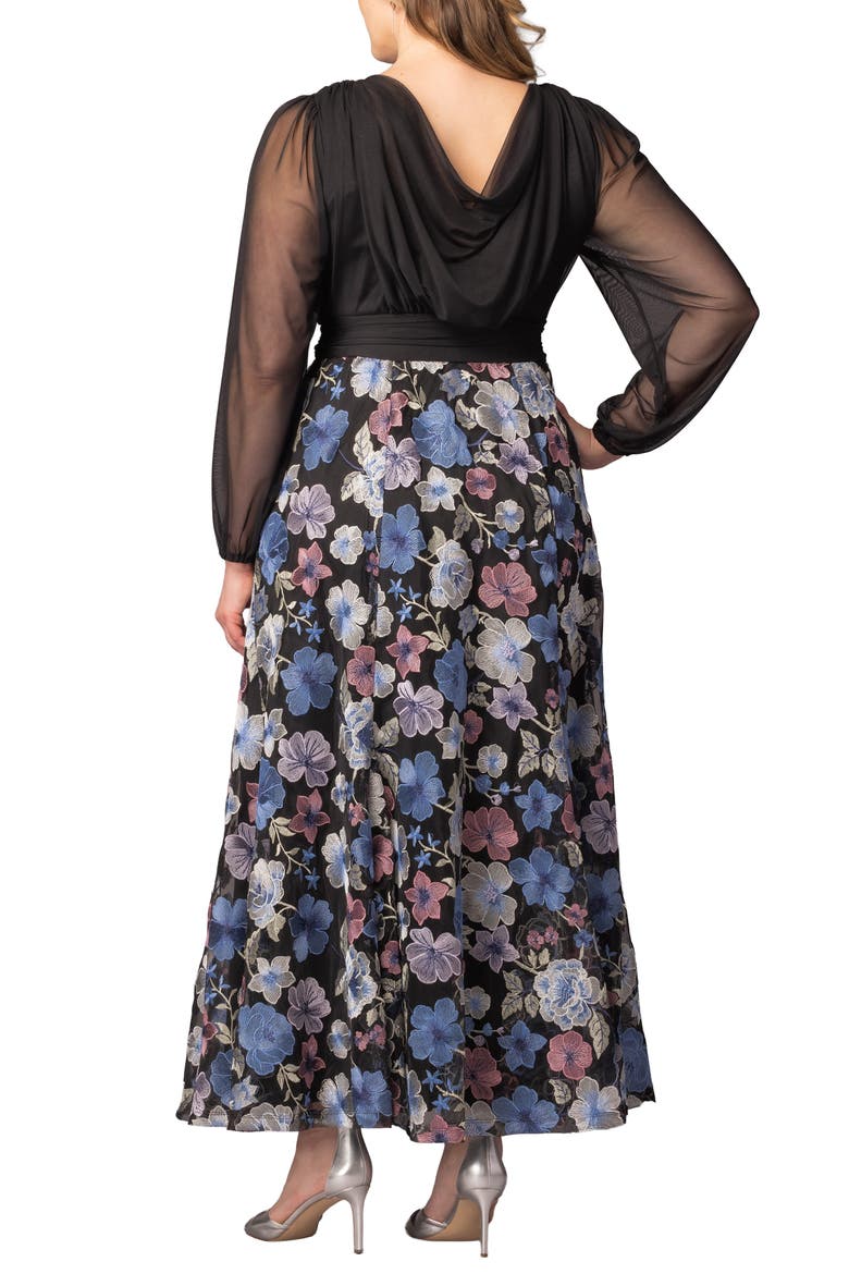 Isabella Embroidered Long Sleeve Gown, Alternate, color, FLORAL FROLIC