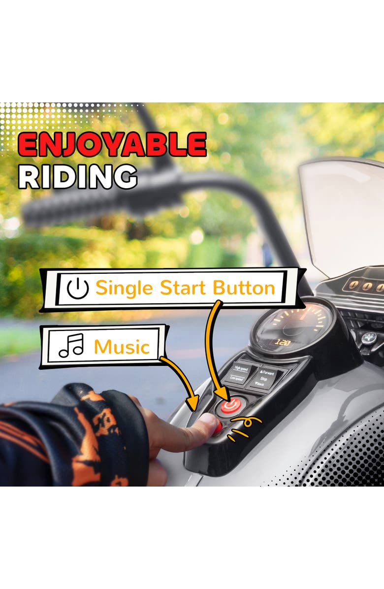 Qaba 6V Kids 3-Wheel Electric Motorcycle w/ Headlights, Music, Alternate, color, Gray