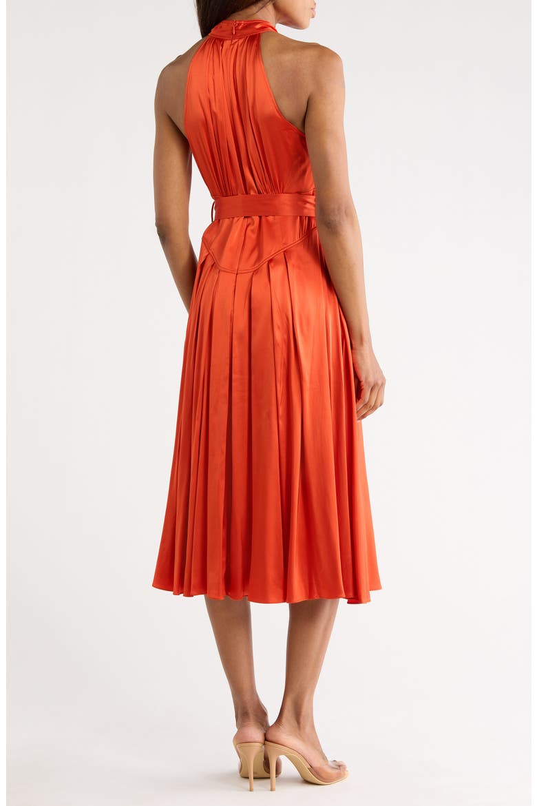 Nicola Sleeveless Belted Midi Dress, Alternate, color, BURNT OCHRE