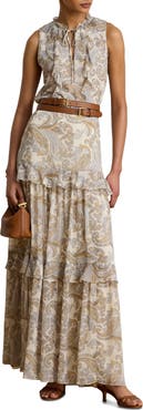 Lauren Ralph Lauren Paisley Ruffle Tiered Maxi Skirt