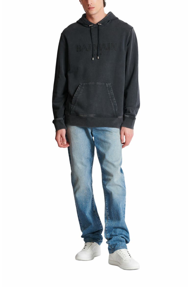 Vintage Balmain Embroidered Hoodie, Alternate, color, Grey