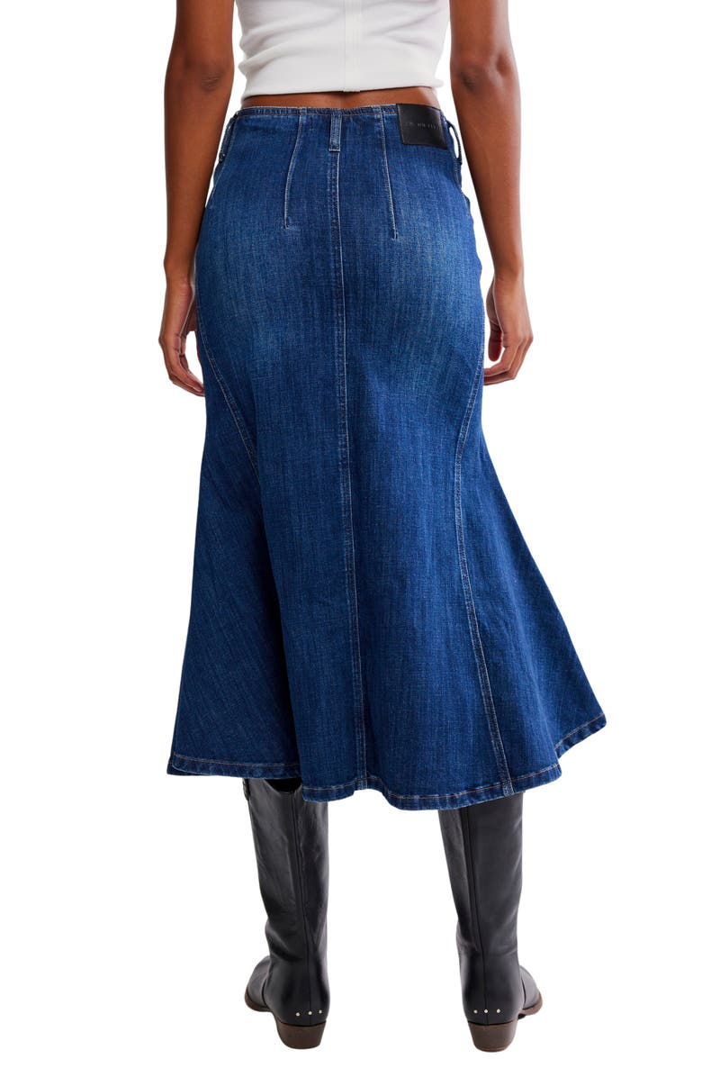 Free People Zia Denim Midi Skirt, Alternate, color, Bad Habits