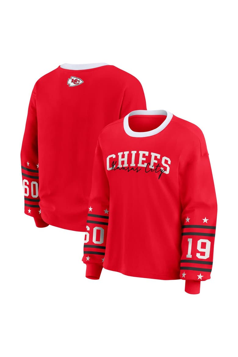Women's WEAR by Erin Andrews Red Kansas City Chiefs Plus Size Sport Long-Sleeve T-Shirt, Main, color, Red