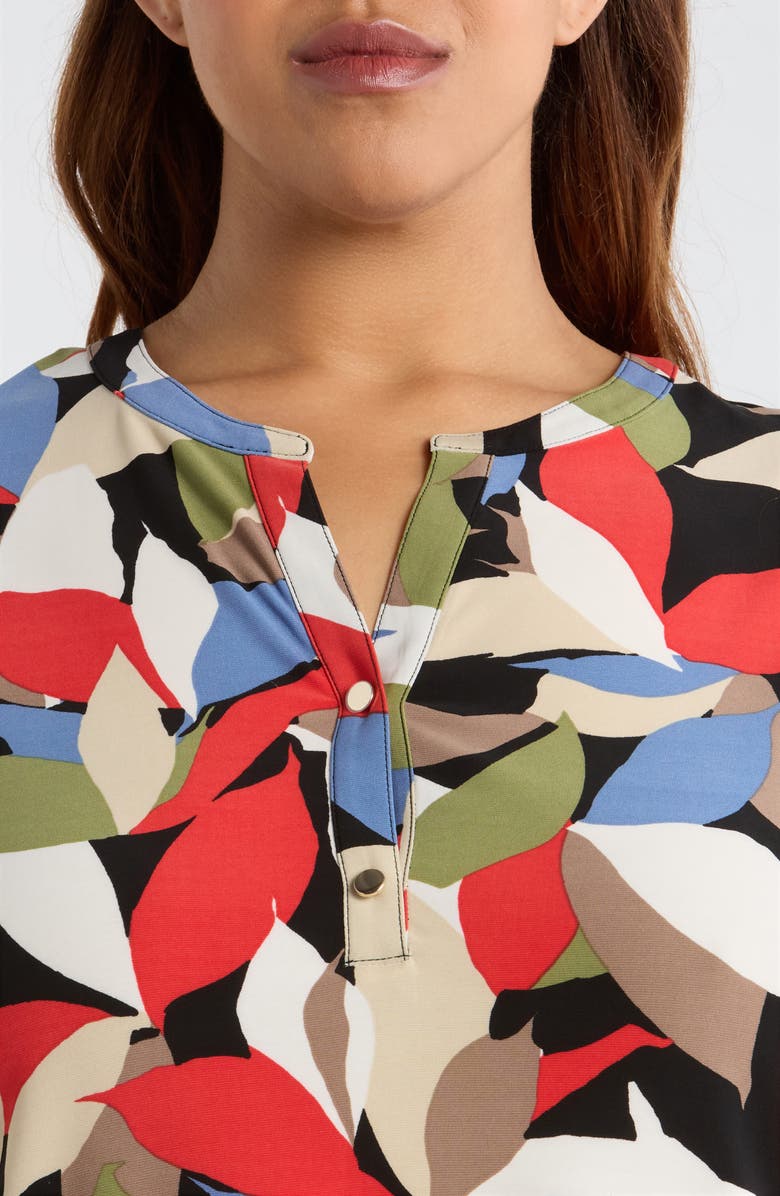 AK ANNE KLEIN Leaf Print Knit Top, Alternate, color, Anne Black Multi