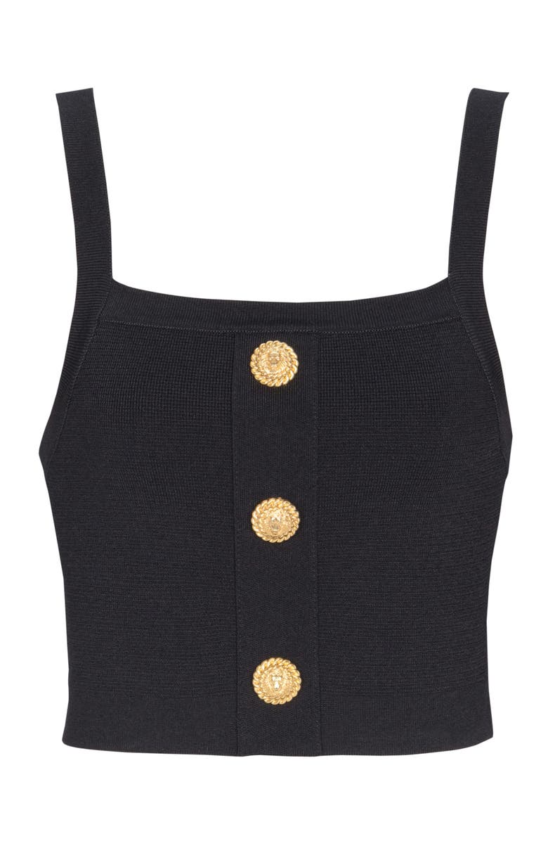 Balmain Knit bralette top with buttons, Alternate, color, Black