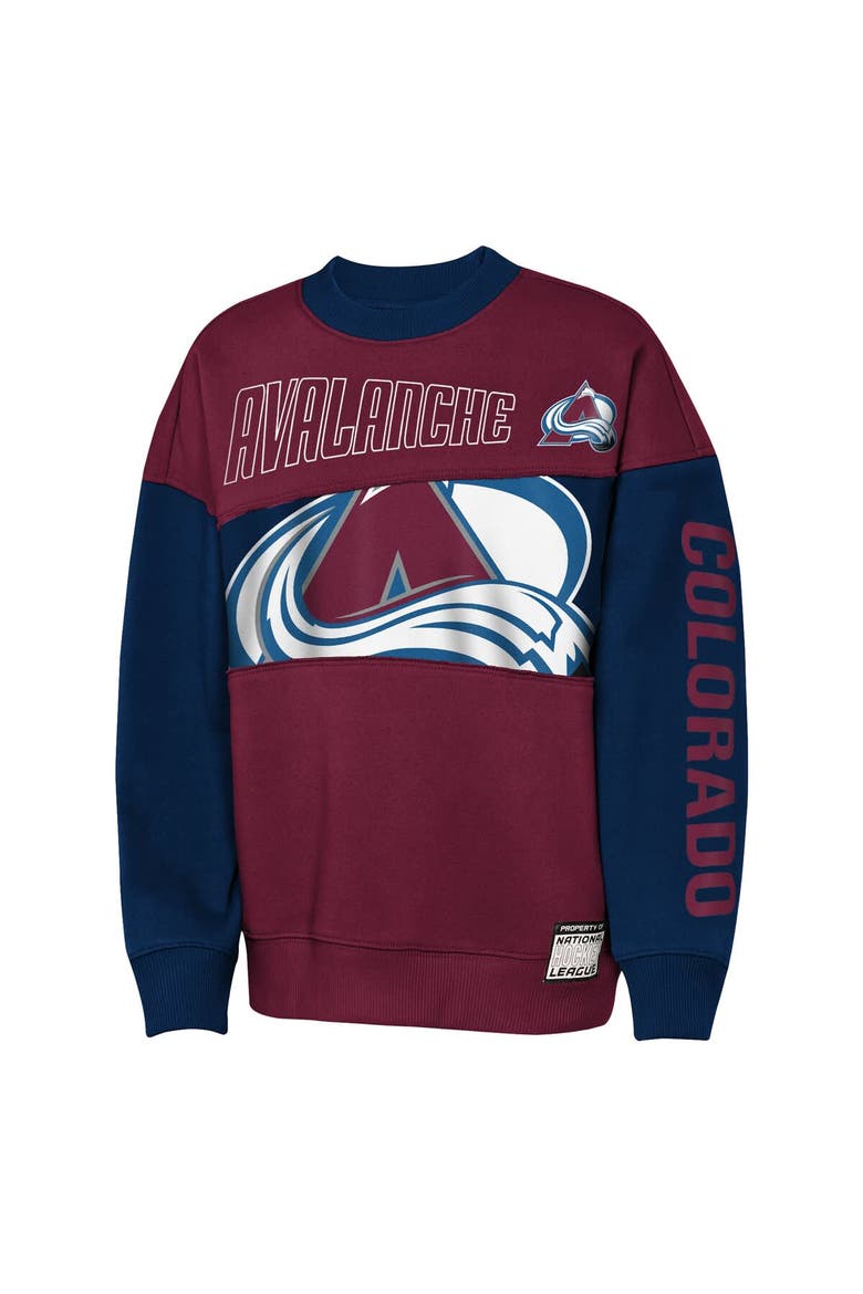 Youth Outerstuff  Burgundy/Navy Colorado Avalanche Impact Player Sweatshirt, Alternate, color, Burgundy