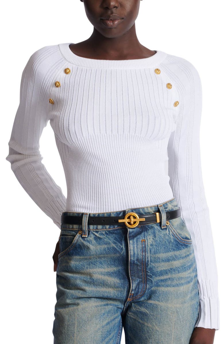 Balmain T-Bar belt in black calfskin, Alternate, color, Black