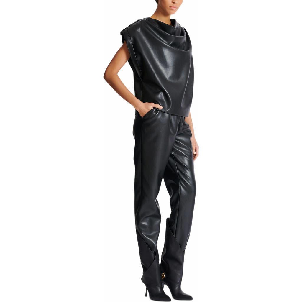 Balmain Drapiertes Oberteil Aus Faux-leder