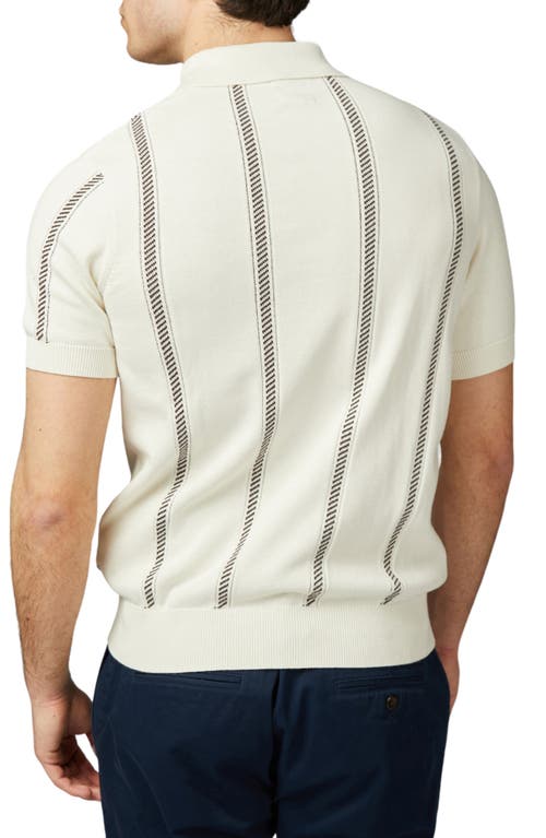Ben Sherman Men's Regular-fit Stripe Jacquard Polo Shirt In Ivory