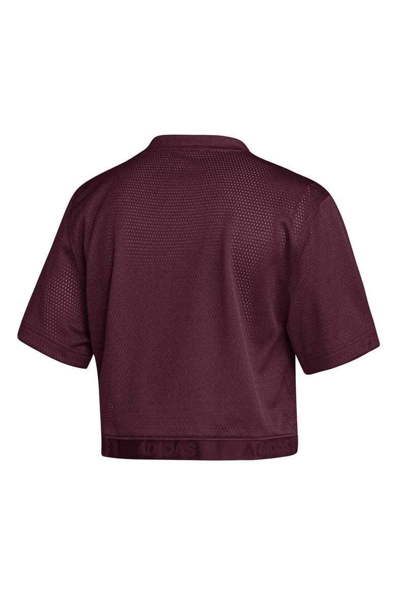 Women's adidas Red Mississippi State Bulldogs Primegreen V-Neck Cropped Jersey, Alternate, color, Maroon