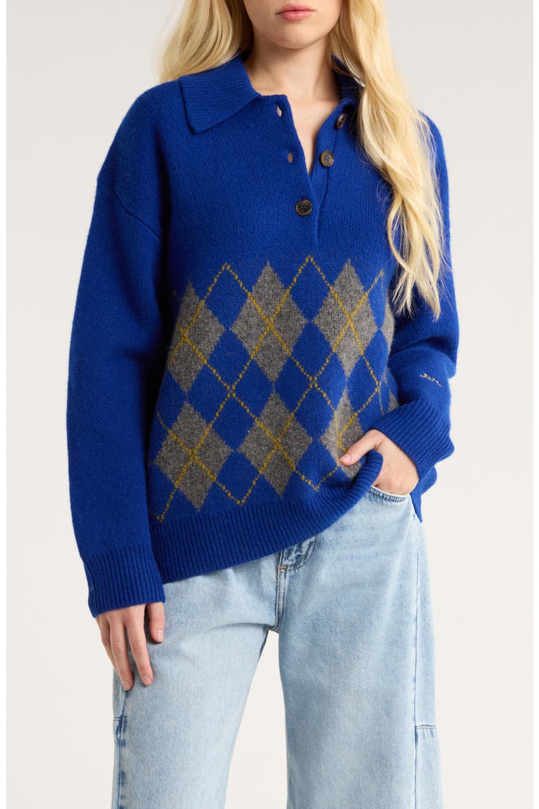 Saskia Wool Rugby Sweater, Main, color, COBALT