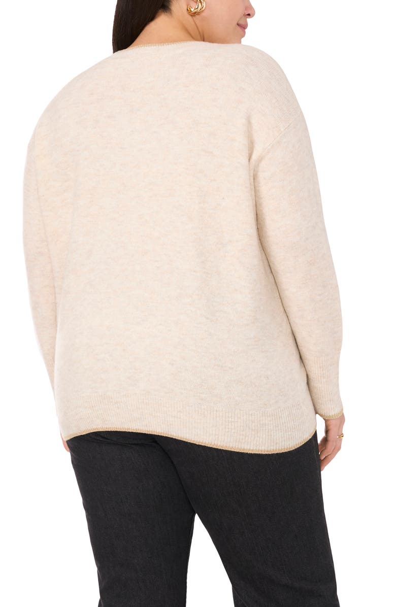Vince Camuto Metallic Trim Relaxed Fit Sweater, Alternate, color, Malted