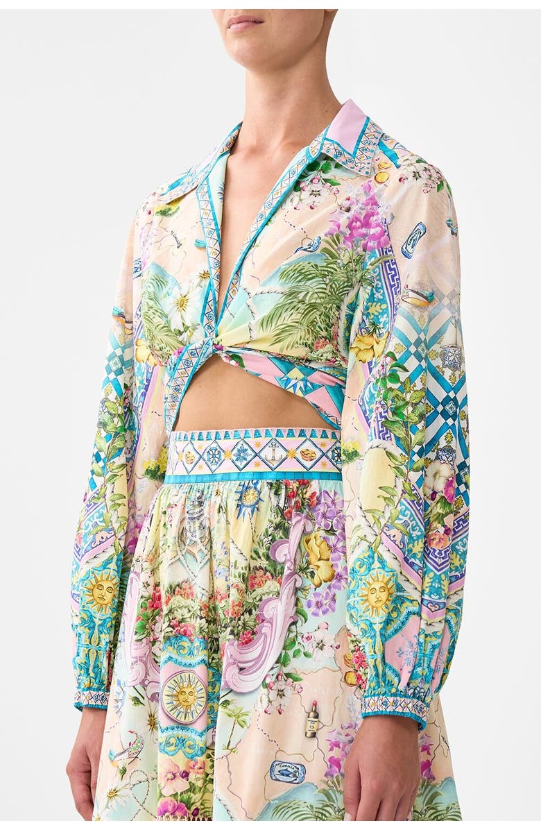 Camilla Cropped Wrap Shirt Just Coasting, Alternate, color, Just Coasting