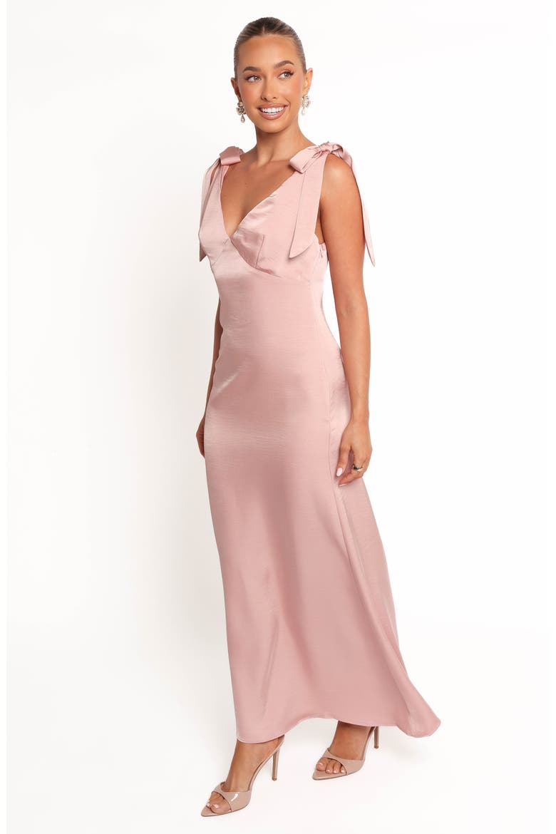 Claudine Satin Evening Dress, Alternate, color, PINK