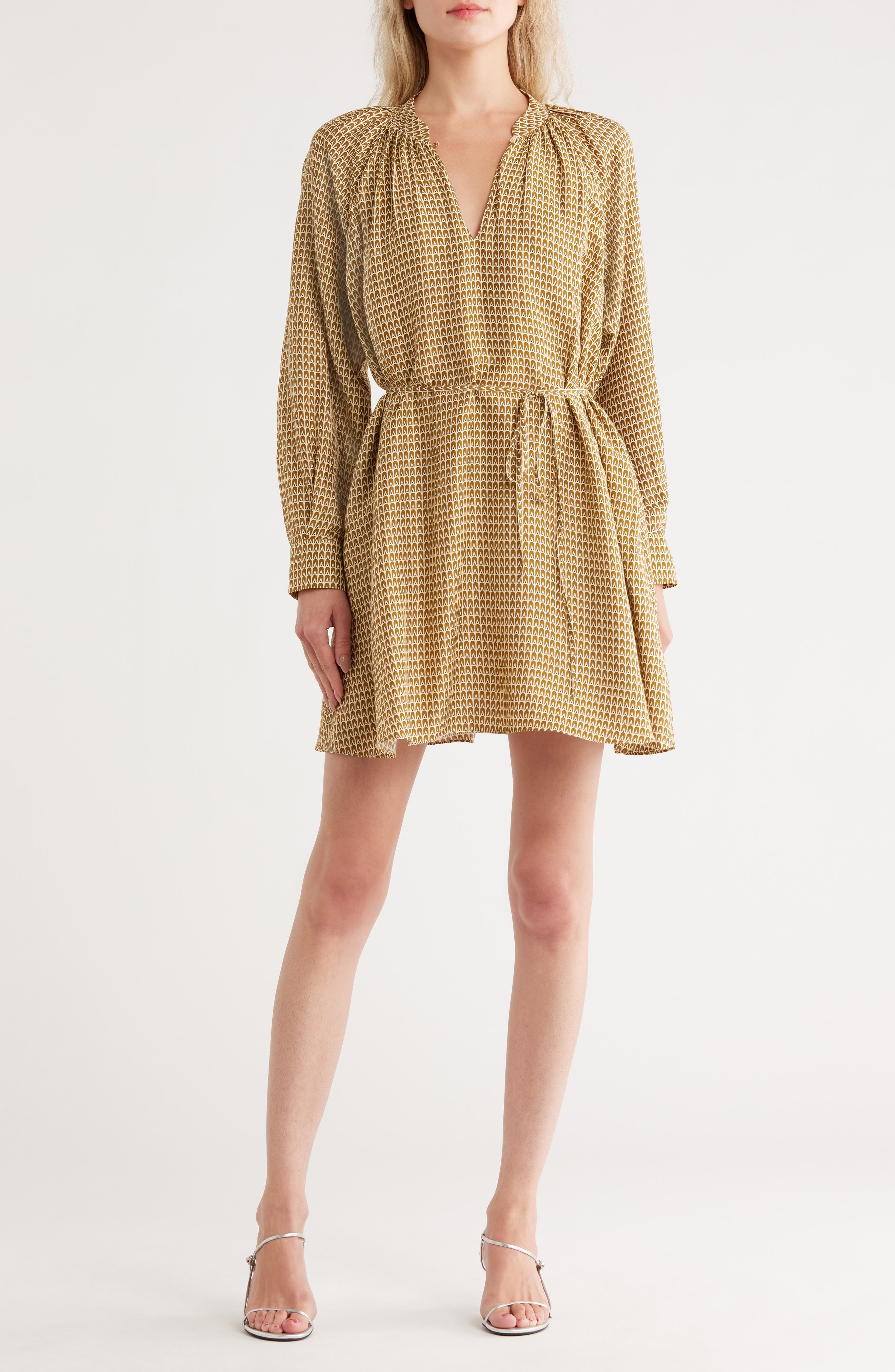 Rebecca Taylor Tulip Geometric Print Long Sleeve Shirtdress