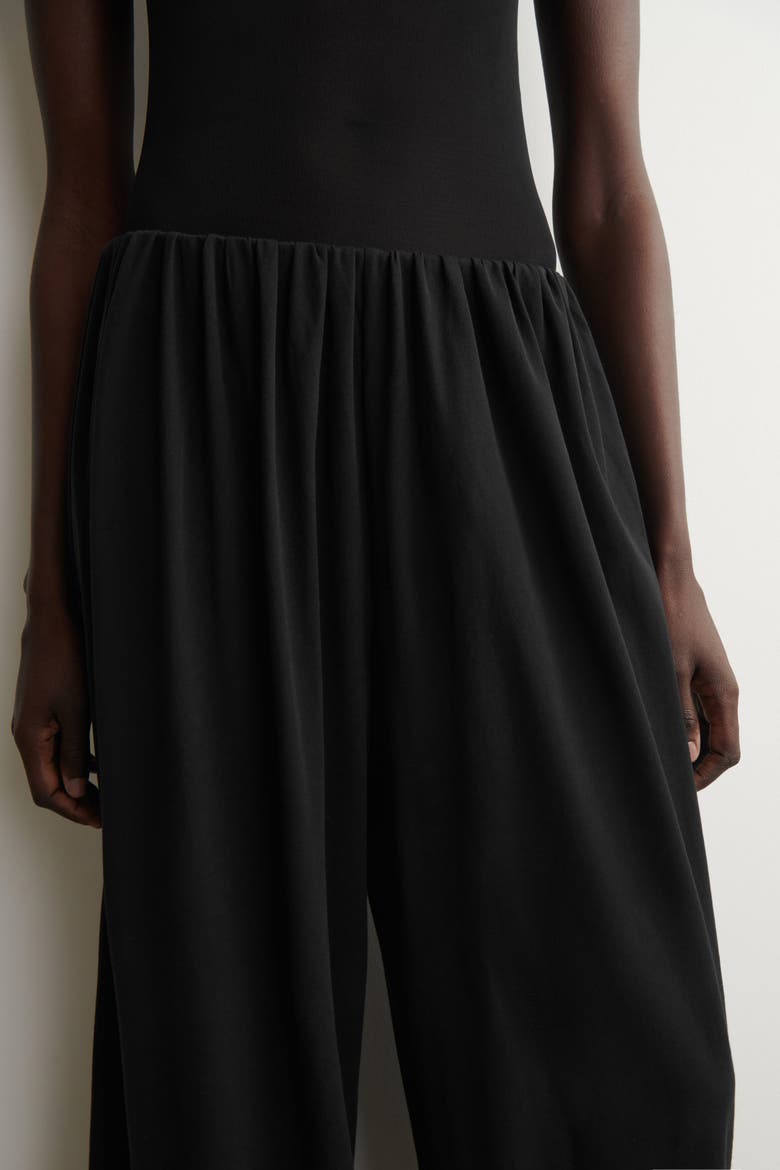 Gathered Cotton Balloon-leg Pants, Alternate, color, BLACK
