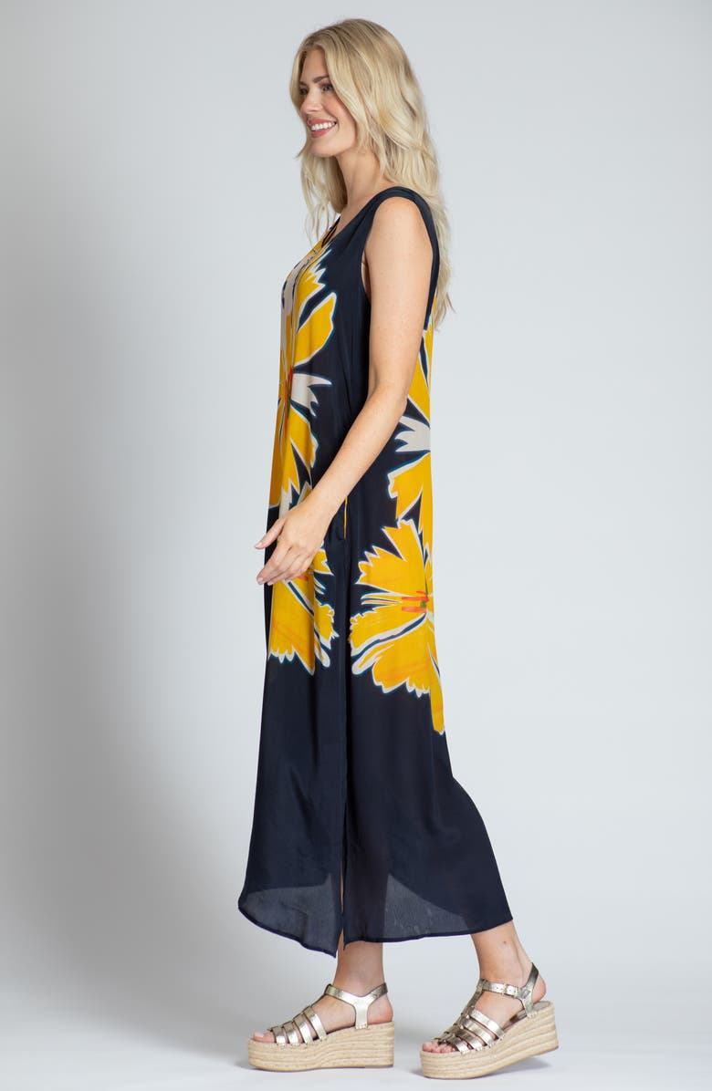 APNY Print V-Neck Sleeveless Chiffon Midi Dress, Alternate, color, Navy Multi
