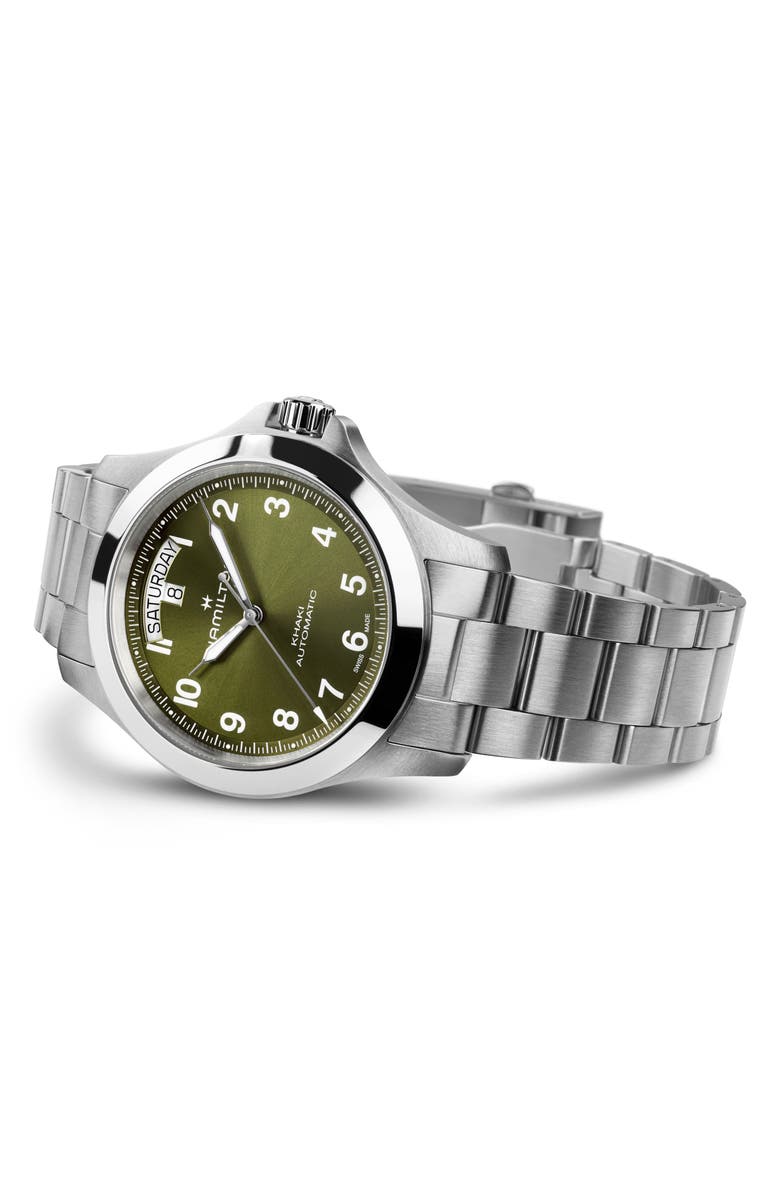 Hamilton Khaki Field Automatic Bracelet Watch, Alternate, color, Green