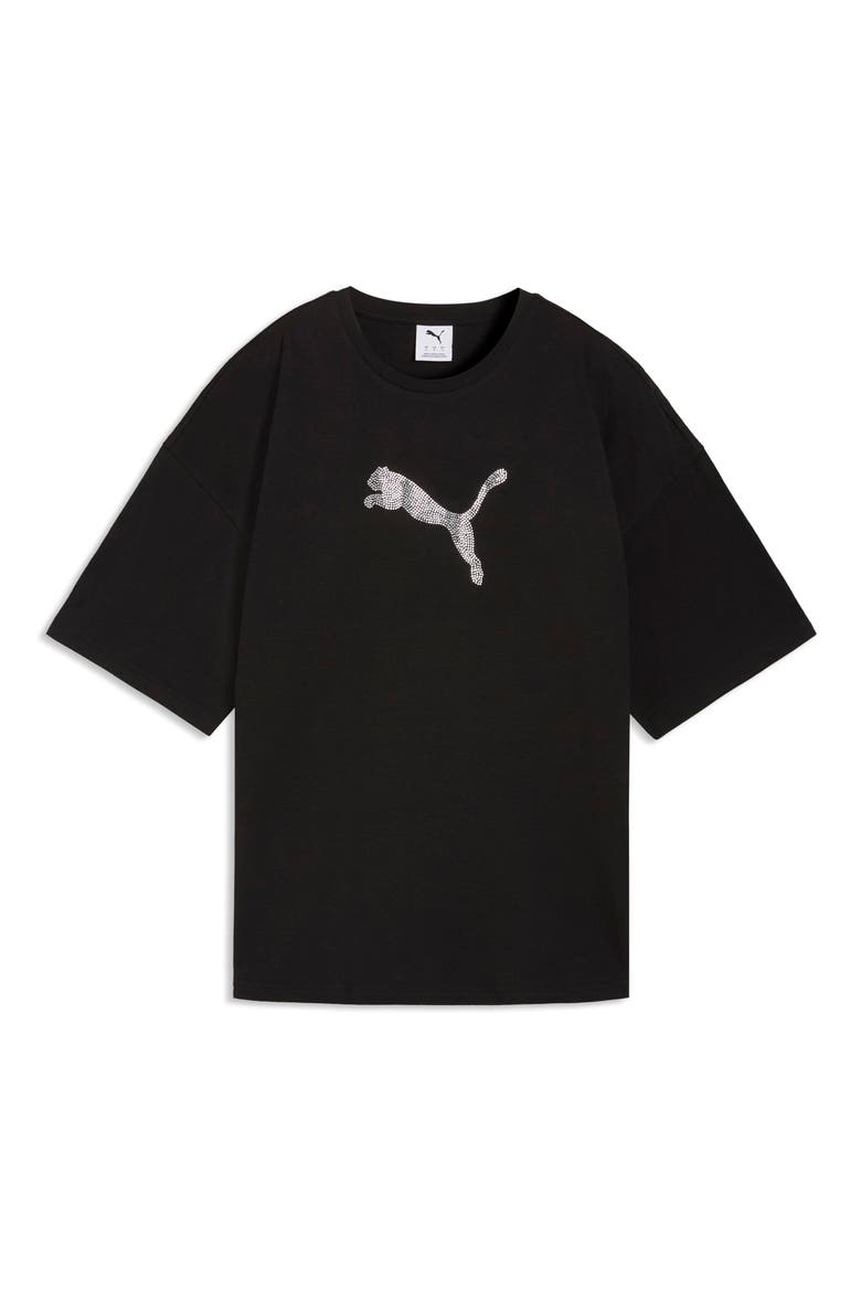 Essentials Bedazzled Rhinestone Embellished Cotton Graphic T-Shirt, Main, color, PUMA BLACK