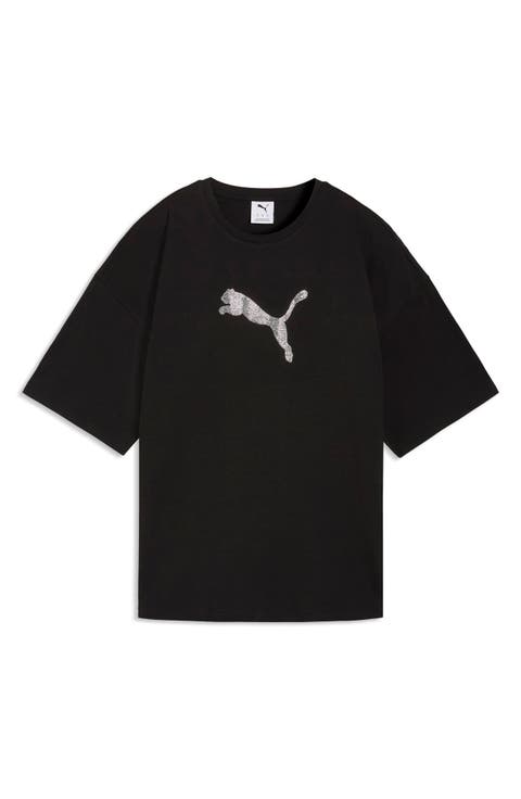 Essentials Bedazzled Rhinestone Embellished Cotton Graphic T-Shirt