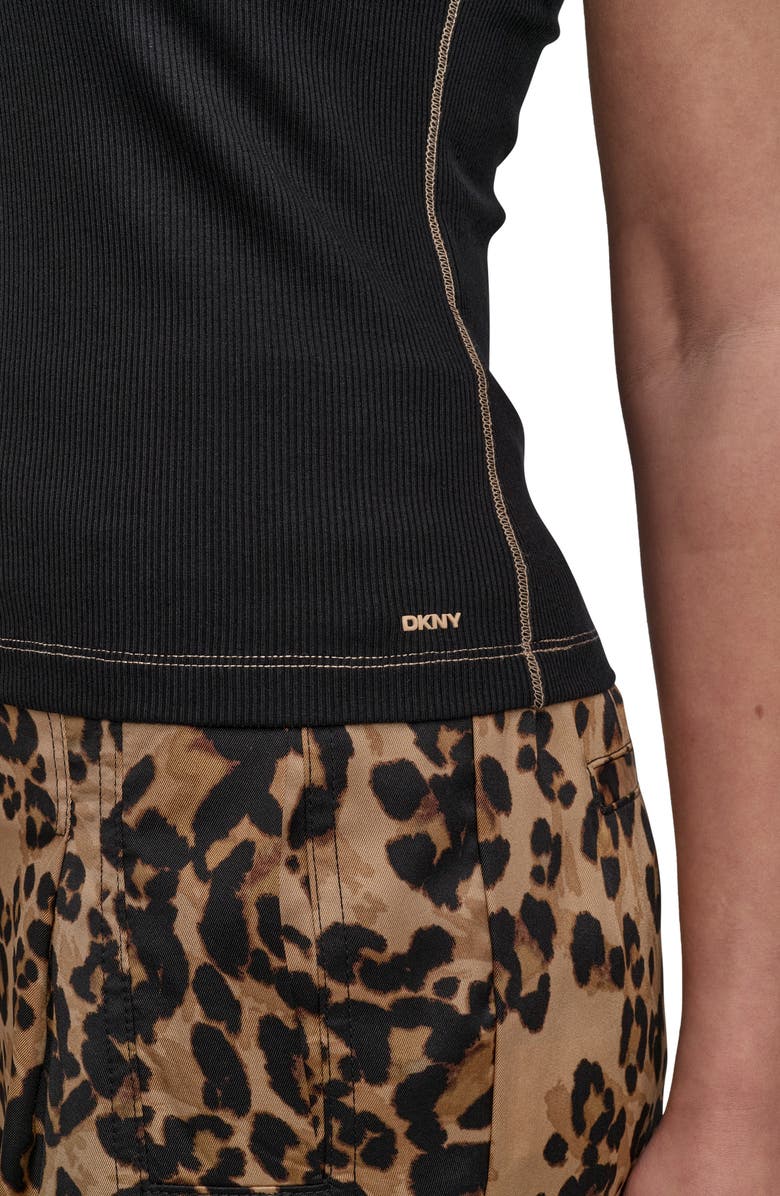 DKNY Contrast Stitch Rib Knit T-Shirt, Alternate, color, 