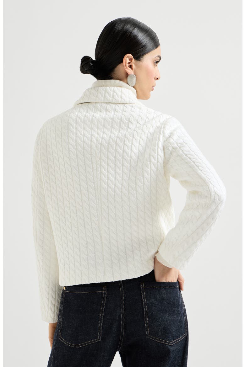 Cable knit blazer, Alternate, color, White