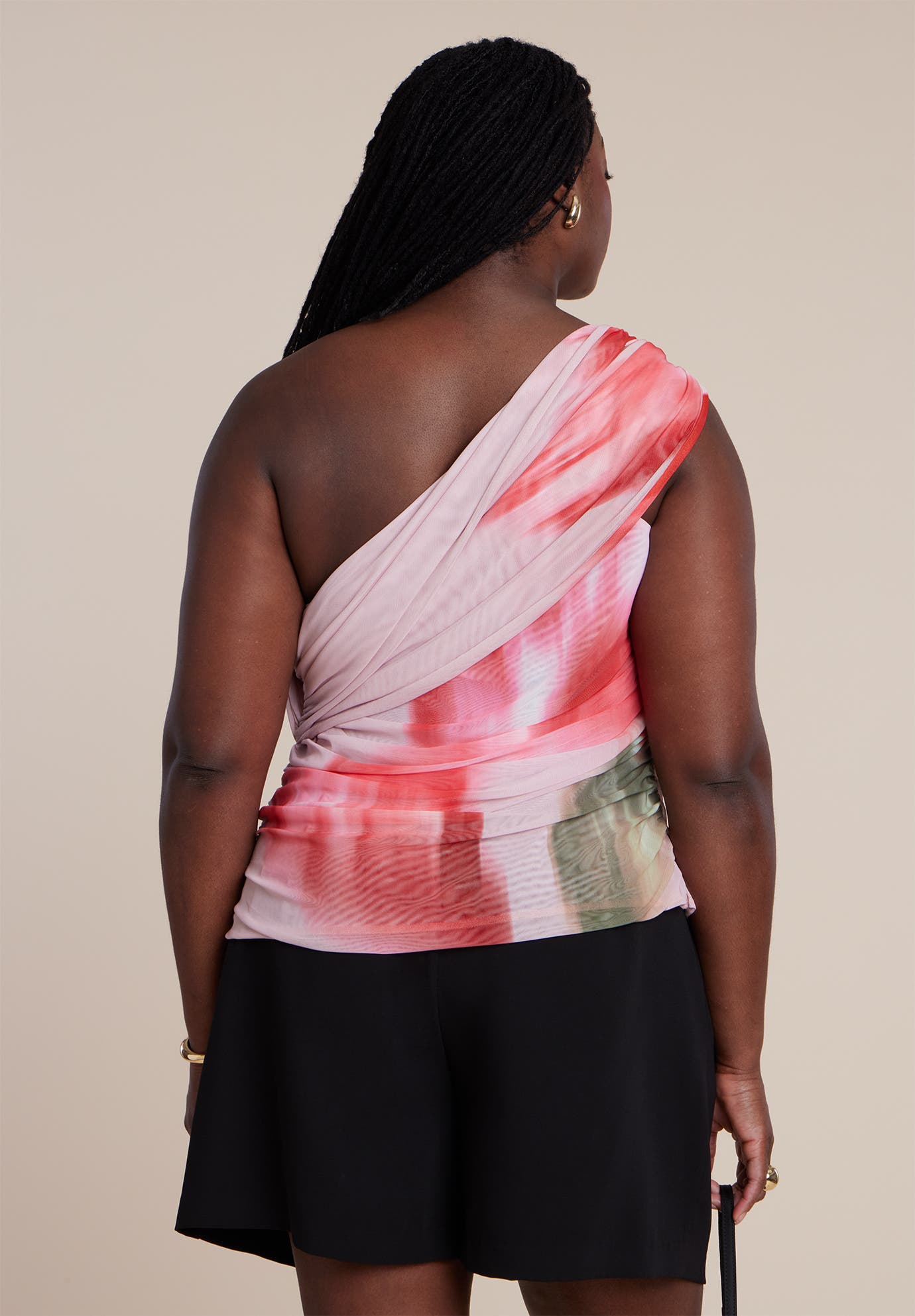 Twist Drape Sheer Mesh Top - image 2