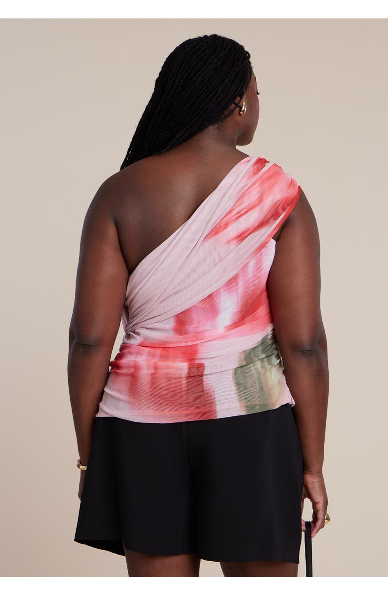 ELOQUII Twist Drape Sheer Mesh Top, Alternate, color, Bloom Tide Floral