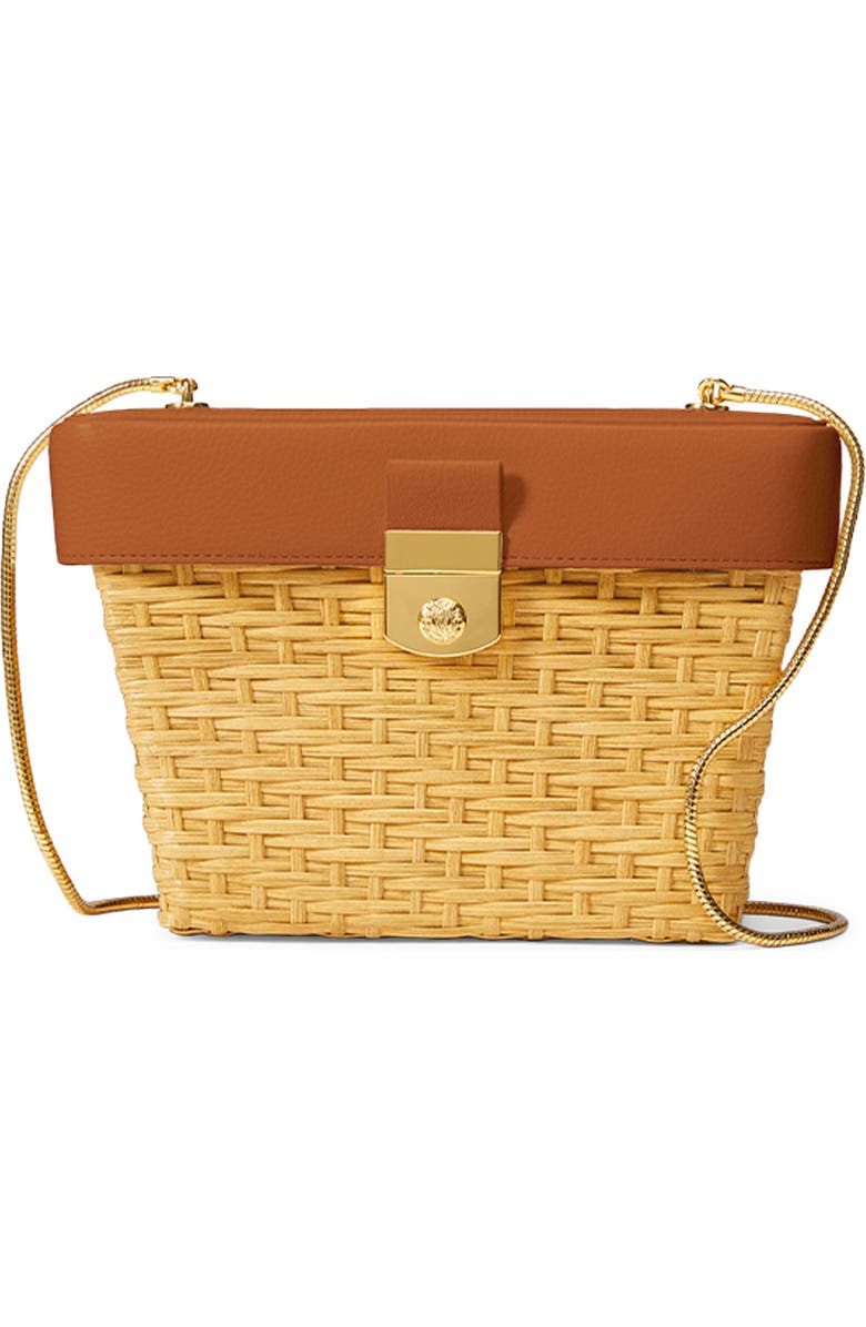 Veronica Beard Lock Rattan Box Bag, Main, color, Natural Wicker/ Hazelwood