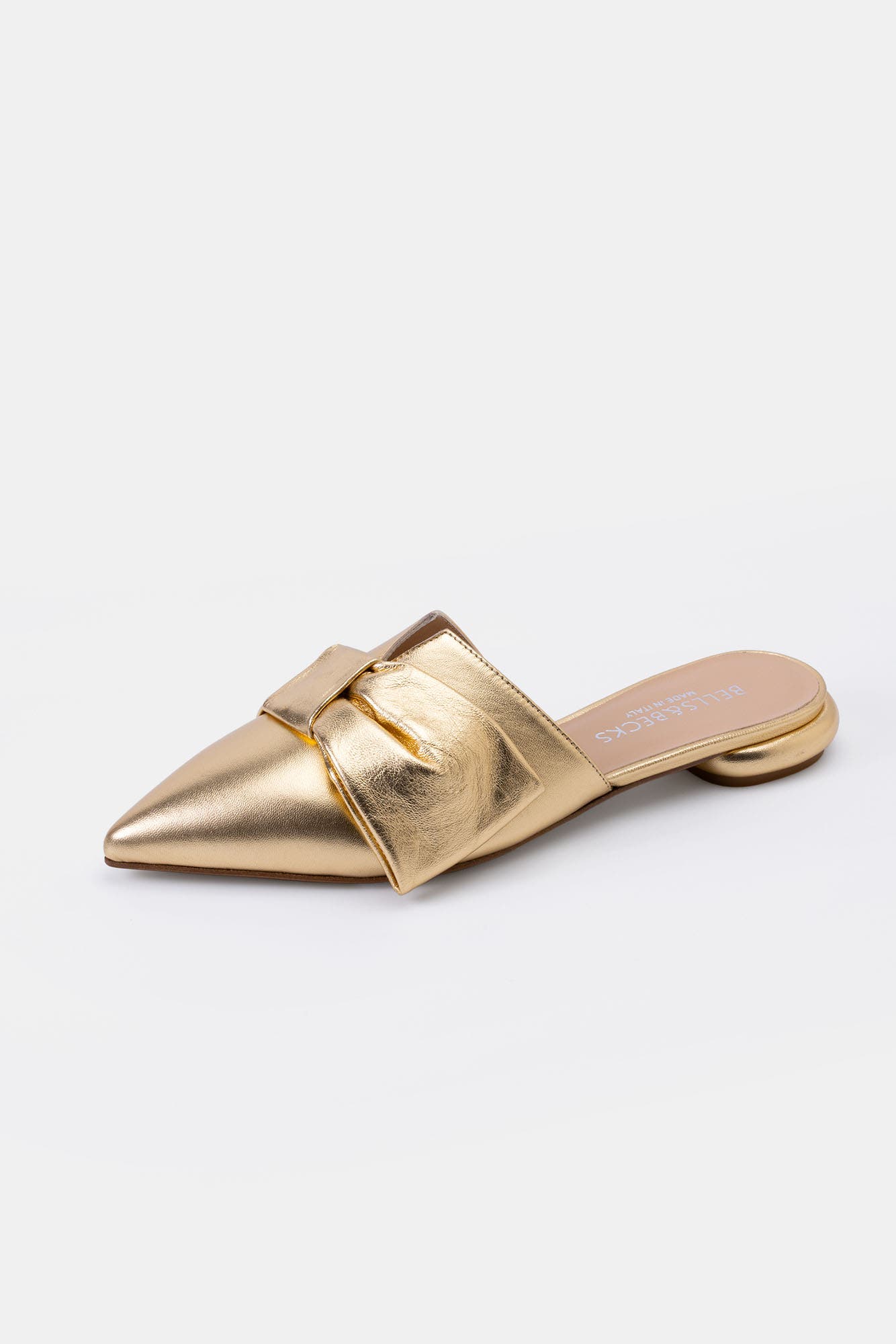 BELLS & BECKS Ana Pointy Toe Mule with Bow, Main, color, Gold