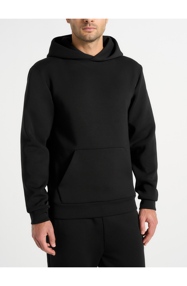 Manière De Voir Neoprene Minimal Regular Fit Hoodie, Alternate, color, Black