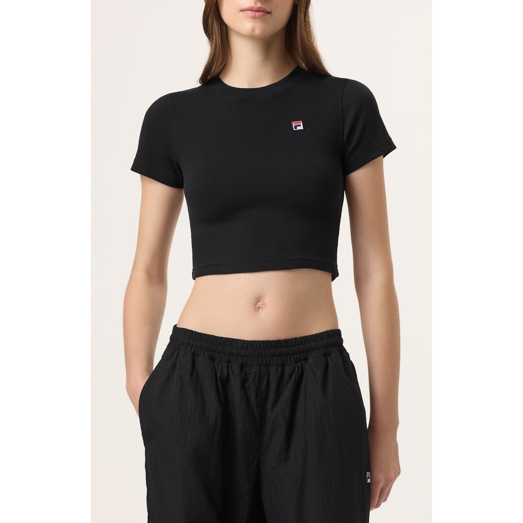 Fila X Hailey Stretch Cotton Rib Baby Tee In Black