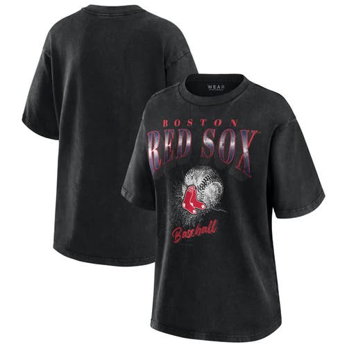 Wear By Erin Andrews Charcoal Boston Red Sox Boyfriend T-shirt In Black