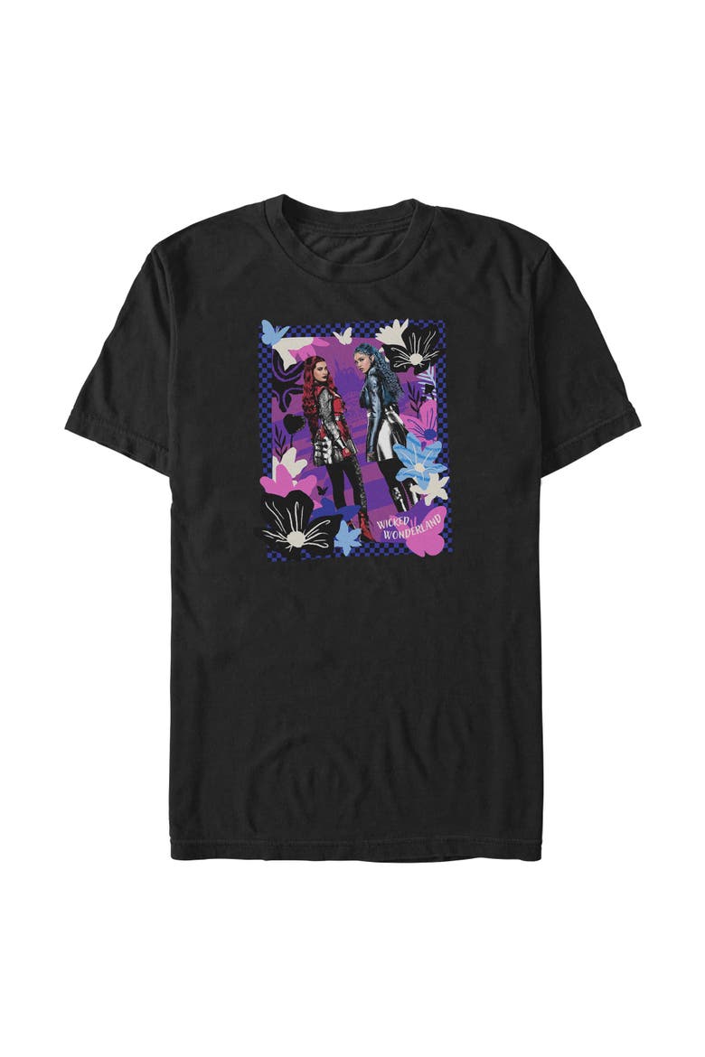 Men's Descendants Wicked Wonderland Floral Chloe and Red Portrait  Graphic T-Shirt, Main, color, Black