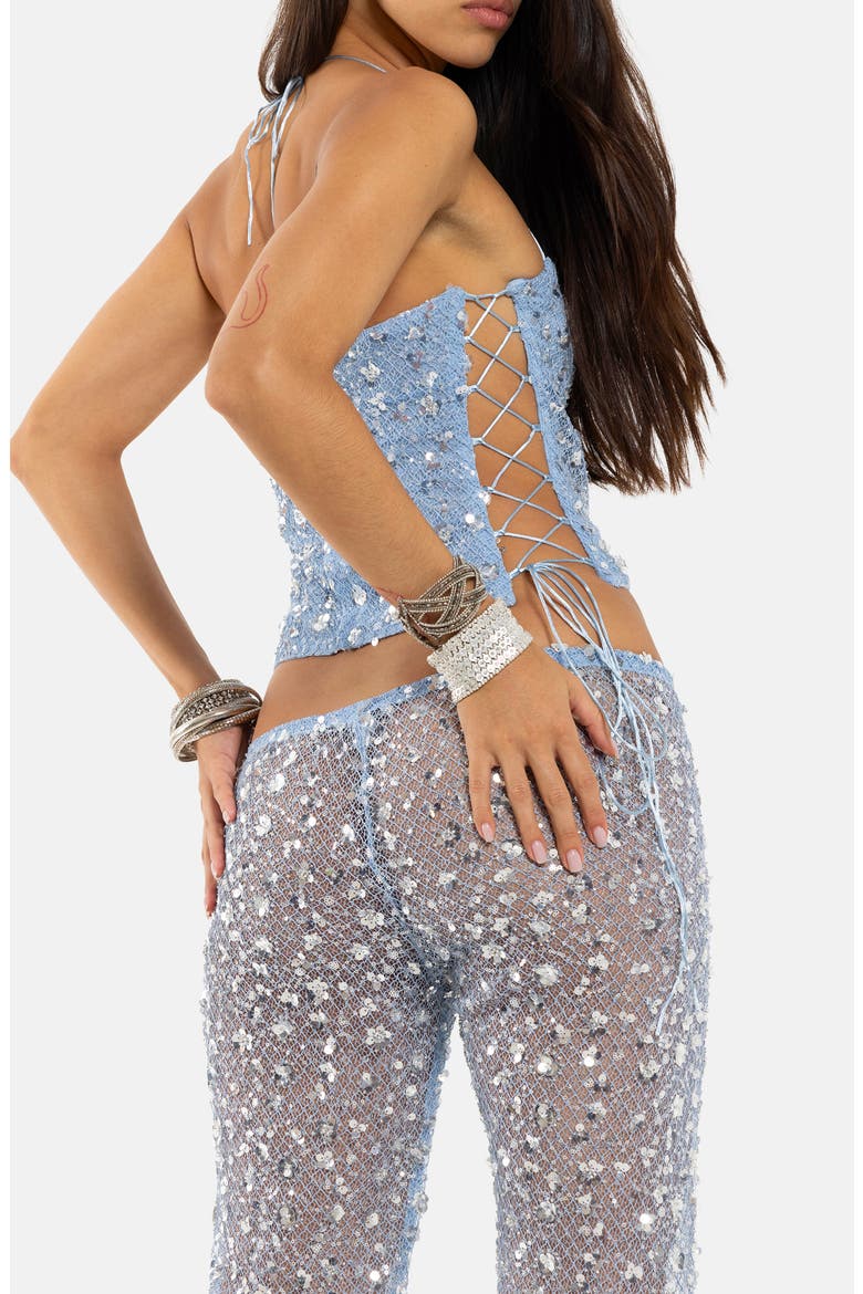 Sequin Lace Corset Top, Alternate, color, TURQUOISE