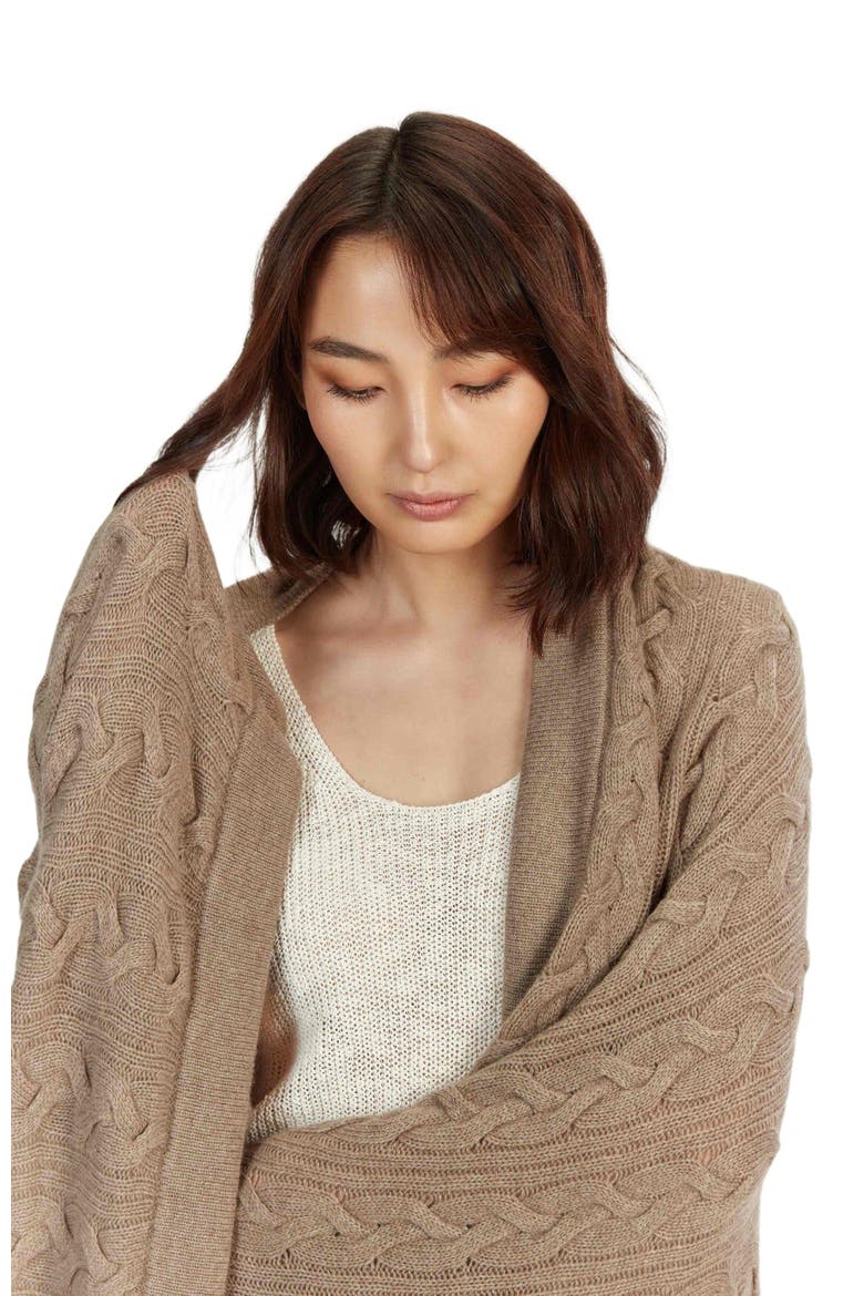 Cable Knit Blanket, Alternate, color, taupe