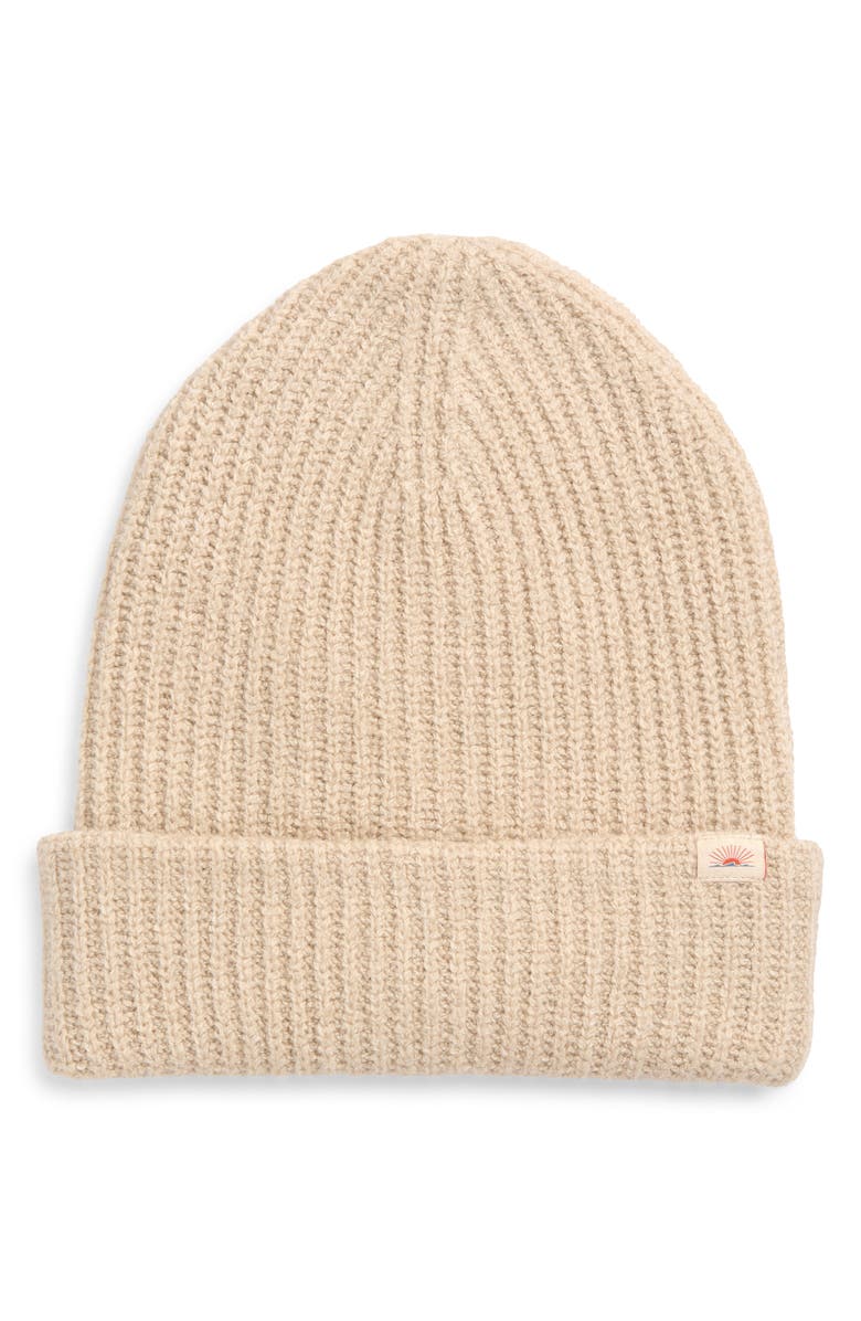 Faherty Jackson Rib Beanie, Main, color, Sandstone Heather