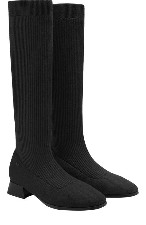 Tara Pro Square-Toe Water Repellent Wool Knee-High Boots