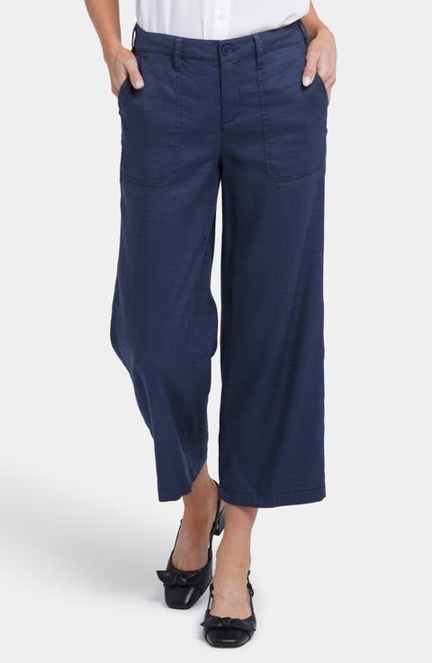 NYDJ Wide Leg Crop Linen Blend Pants (Petite)