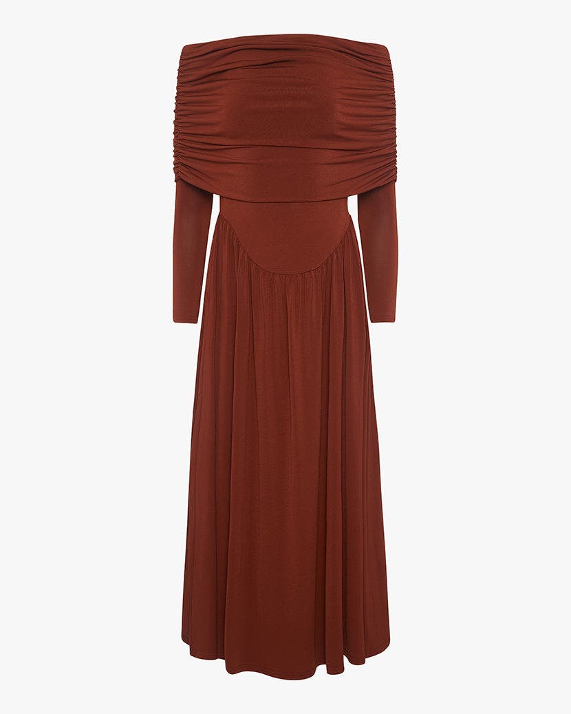 Off Shoulder Ruched Midi Dress - image 2
