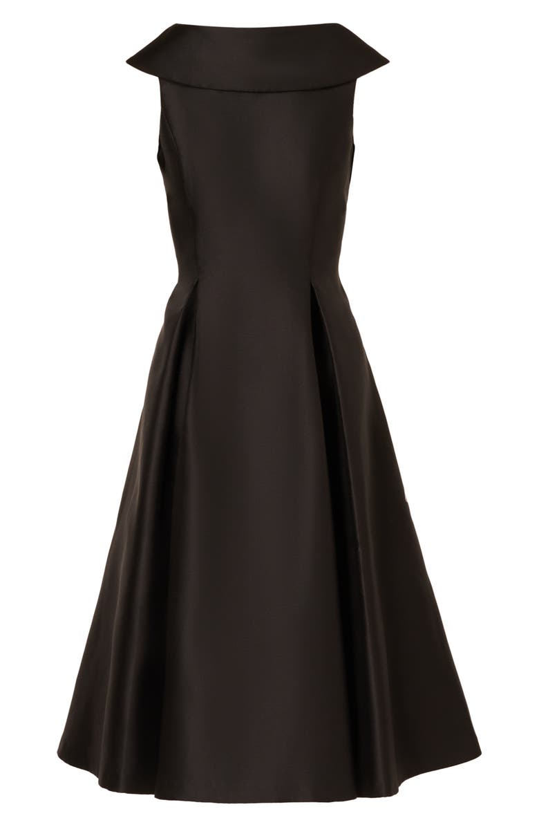 Adrianna Papell Roll Neck Mikado Fit & Flare Dress, Alternate, color, Black