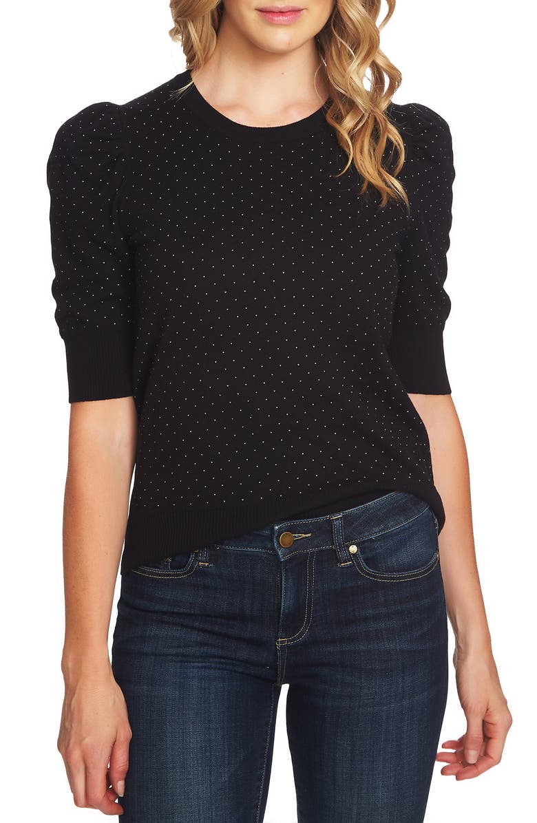 CeCe Puffed Sleeve Jacquard Sweater, Main, color, 