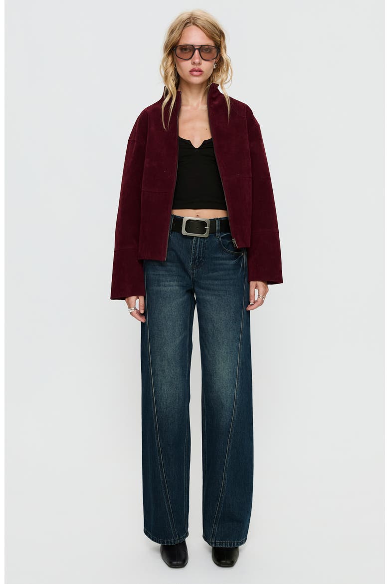 Jessalynn Faux Suede Full Zip Jacket, Alternate, color, BURGUNDY