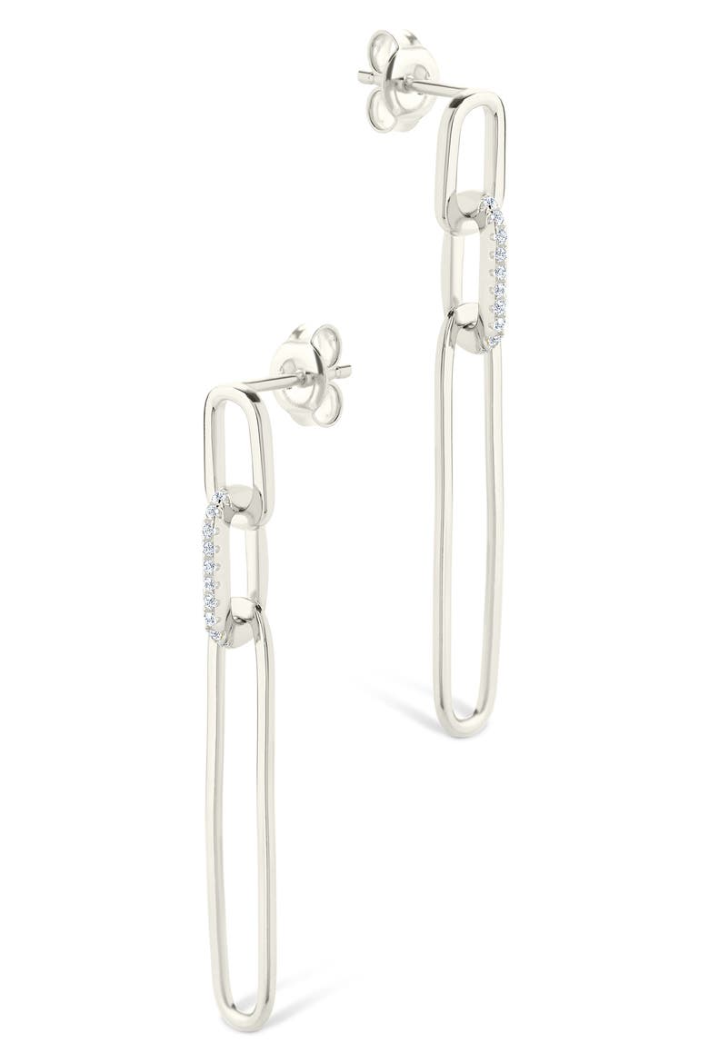 Chelle Cubic Zirconia Mix Link Drop Earrings, Alternate, color, SILVER