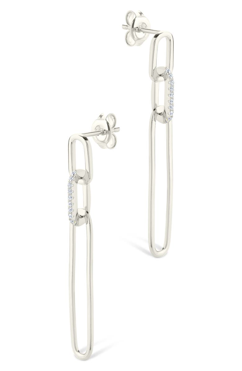 Sterling Forever Chelle Cubic Zirconia Mix Link Drop Earrings, Alternate, color, Silver