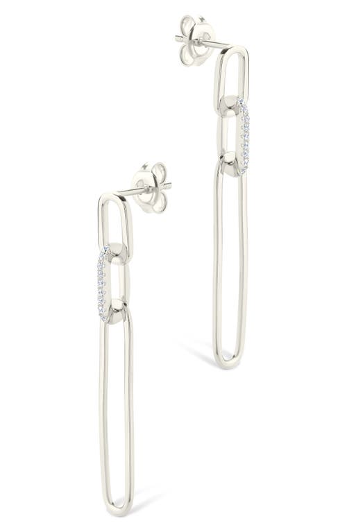 Sterling Forever Chelle Cubic Zirconia Mix Link Drop Earrings In Silver