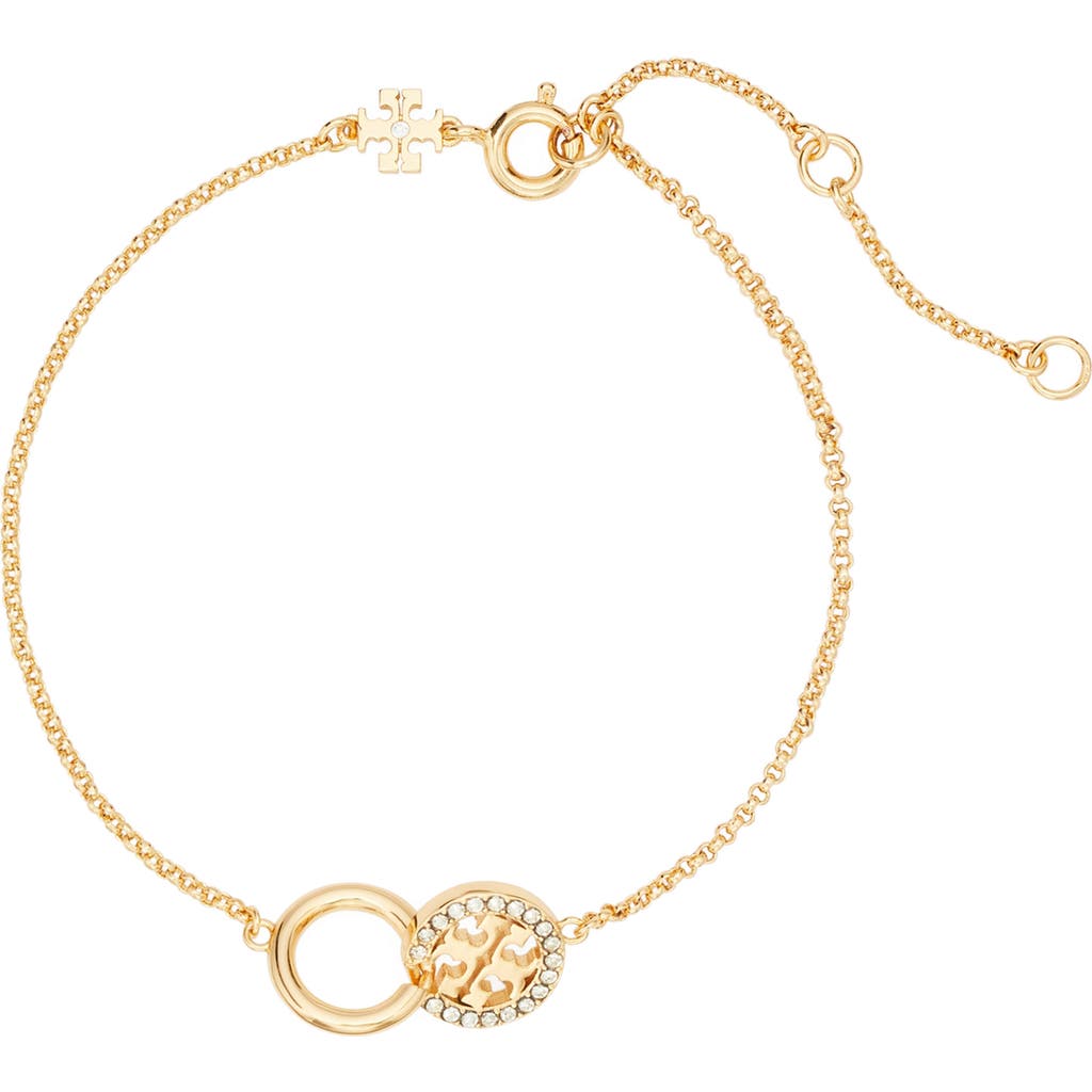 Tory Burch Miller Interlock Pavé Chain Bracelet In Gold