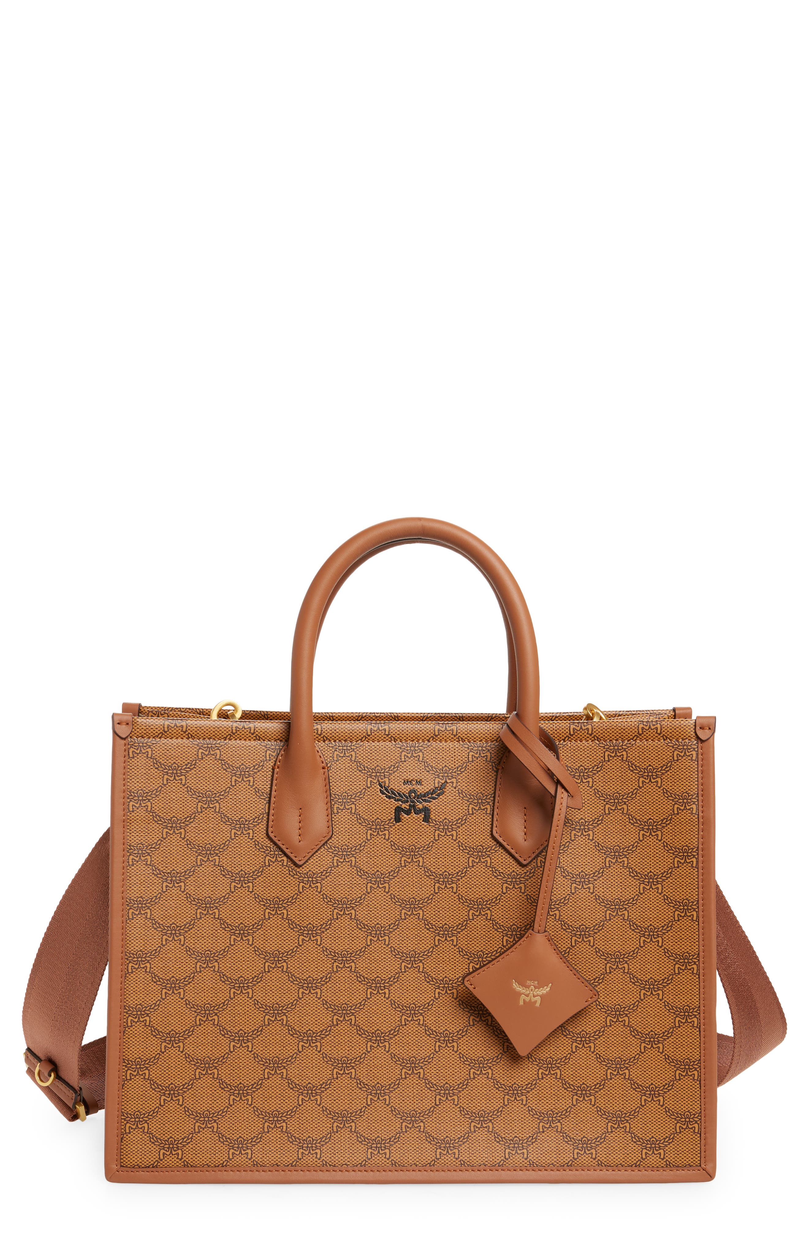 MCM Medium Himmel Lauretos Coated Canvas Tote, Main, color, 